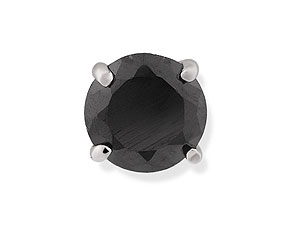 Unbranded 9ct White Gold Mens Black Cubic Zirconia Single