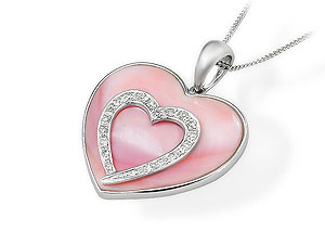 Unbranded 9ct White Gold MotherofPearl and Diamond Pendant