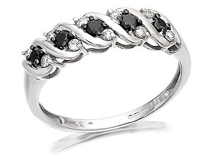 Unbranded 9ct White Gold Night And Day Black Diamond Ring