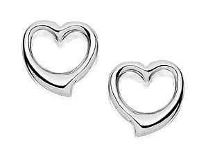 Unbranded 9ct White Gold Open Heart Stud Earrings - 070752