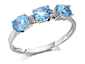 Unbranded 9ct-White-Gold-Oval-Blue-Topaz-aAnd-Diamond-Ring-181416