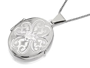 Unbranded 9ct White Gold Oval Heart Locket And Chain -