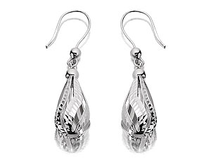 Unbranded 9ct White Gold Pear Drop Swirl Hook Wire