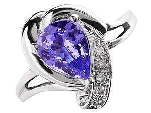 Unbranded 9ct White Gold Pear Tanzanite And Diamond Ring