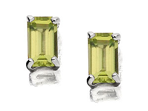 Unbranded 9ct-White-Gold-Peridot-Earrings--5mm-070742