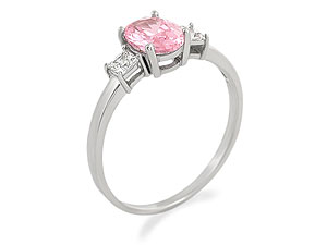 Unbranded 9ct White Gold Pink and White Dress Ring 186187-N