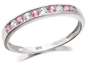 Unbranded 9ct White Gold Pink And White Topaz Half