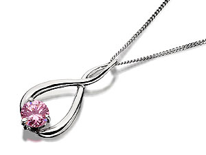 Unbranded 9ct White Gold Pink Cubic Zirconia Figure Of