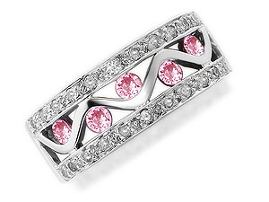 Unbranded 9ct White Gold Pink Sapphire and Diamond Ring 046833