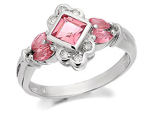 Unbranded 9ct White Gold Pink Tourmaline And Diamond