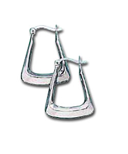9ct White Gold Polished Square Creoles