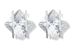 Unbranded 9ct-White-Gold-Princess-Cut-Cubic-Zirconia-Earrings--4mm-072708