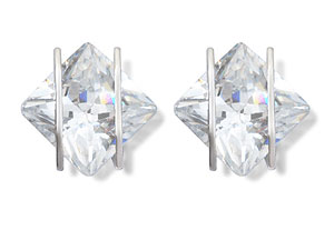 Unbranded 9ct-White-Gold-Princess-Cut-Cubic-Zirconia-Earrings--4mm-072708