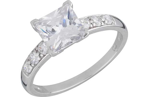 Unbranded 9ct White Gold Princess Cut Cubic Zirconia