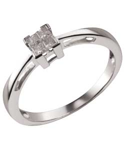 Unbranded 9ct White Gold Princess Cut Diamond Solitaire Look Ring