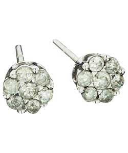 Unbranded 9ct White Gold Round Diamond Stud Earrings