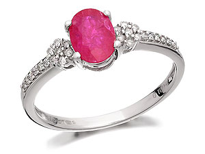 Unbranded 9ct White Gold Ruby And Diamond Ring 10pts -