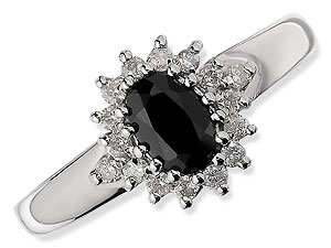 Unbranded 9ct White Gold Sapphire and Diamond Cluster Ring 047116-M