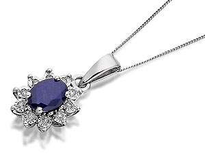 Unbranded 9ct White Gold Sapphire And Diamond Cluster