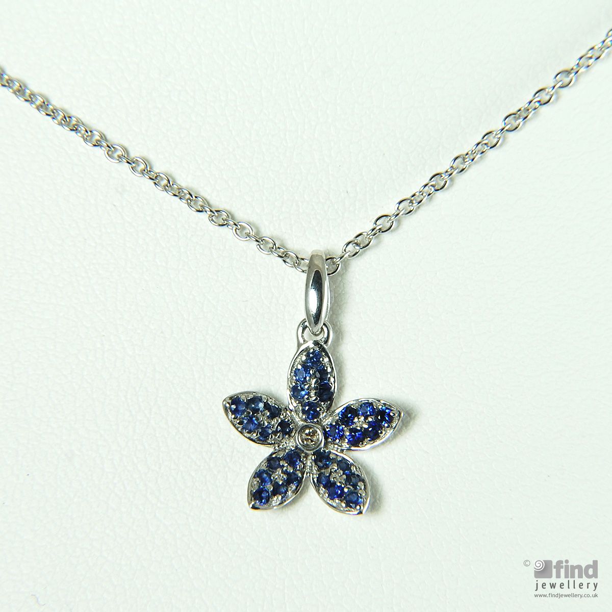 Unbranded 9ct White Gold Sapphire and Diamond Daisy Necklace