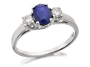 Unbranded 9ct White Gold Sapphire And Diamond Ring 25pts