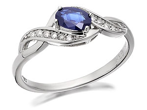 Unbranded 9ct White Gold Sapphire And Diamond Twist Ring -