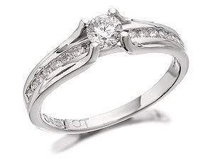 Unbranded 9ct-White-Gold-Solitaire-And-Channel-Set-Diamond-Ring--0.5ct-046613