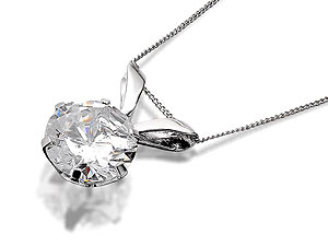 Unbranded 9ct White Gold Solitaire Cubic Zirconia Pendant