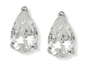 Unbranded 9ct-White-Gold-Solitaire-Pear-Shaped-Cubic-Zirconia-Earrings--073028