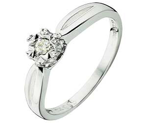 Unbranded 9ct White Gold Solitaire Ring