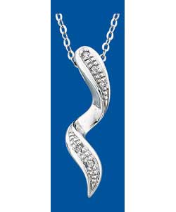 Unbranded 9ct White Gold Spiral Diamond Set Pendant