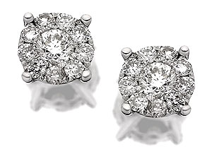 Unbranded 9ct White Gold Starburst Diamond Earrings