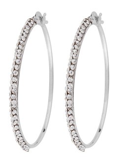 Unbranded 9ct White Gold, Swarovski Crystal, Large Hoop