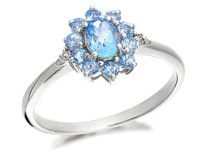 Unbranded 9ct White Gold Swiss Topaz And Diamond Cluster