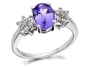 Unbranded 9ct White Gold Tazanite And Diamond Cluster Ring