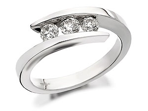 Unbranded 9ct White Gold Three Diamond Crossover Ring
