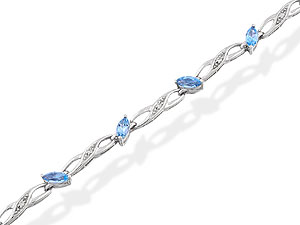 `Marquise-shaped blue topazes alternate along the length of this 7.25``/18cm bracelet, with figure-o