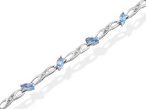 Unbranded 9ct White Gold Topaz and Diamond Bracelet 047098