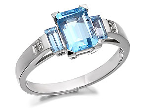 Unbranded 9ct White Gold Topaz And Diamond Ring - 046364