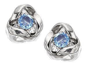 Unbranded 9ct White Gold Topaz Knot Earrings 7mm - 070216