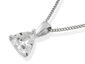 Unbranded 9ct White Gold Trilliion-Cut Cubic Zirconia