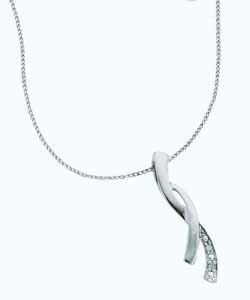 9ct White Gold Twist Bar Pendant