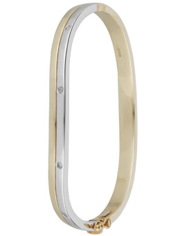 Unbranded 9ct yellow and white gold diamond set bangle