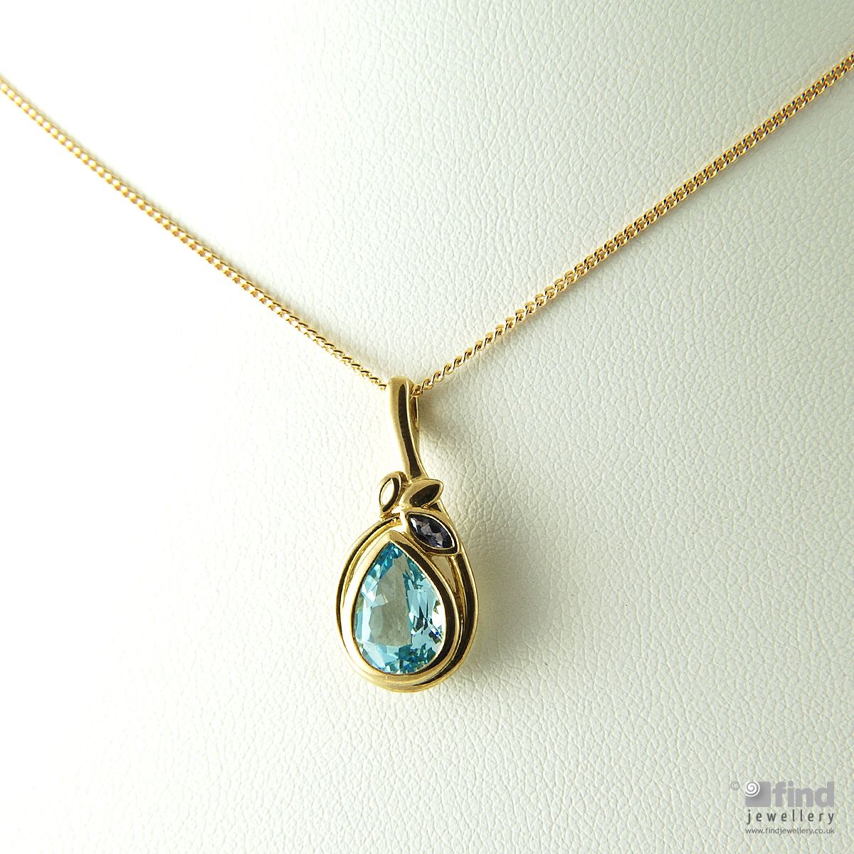 Unbranded 9ct Yellow Gold Blue Topaz and Iolite Pendant