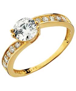 Unbranded 9ct Yellow Gold Cubic Zirconia Solitaire Ring
