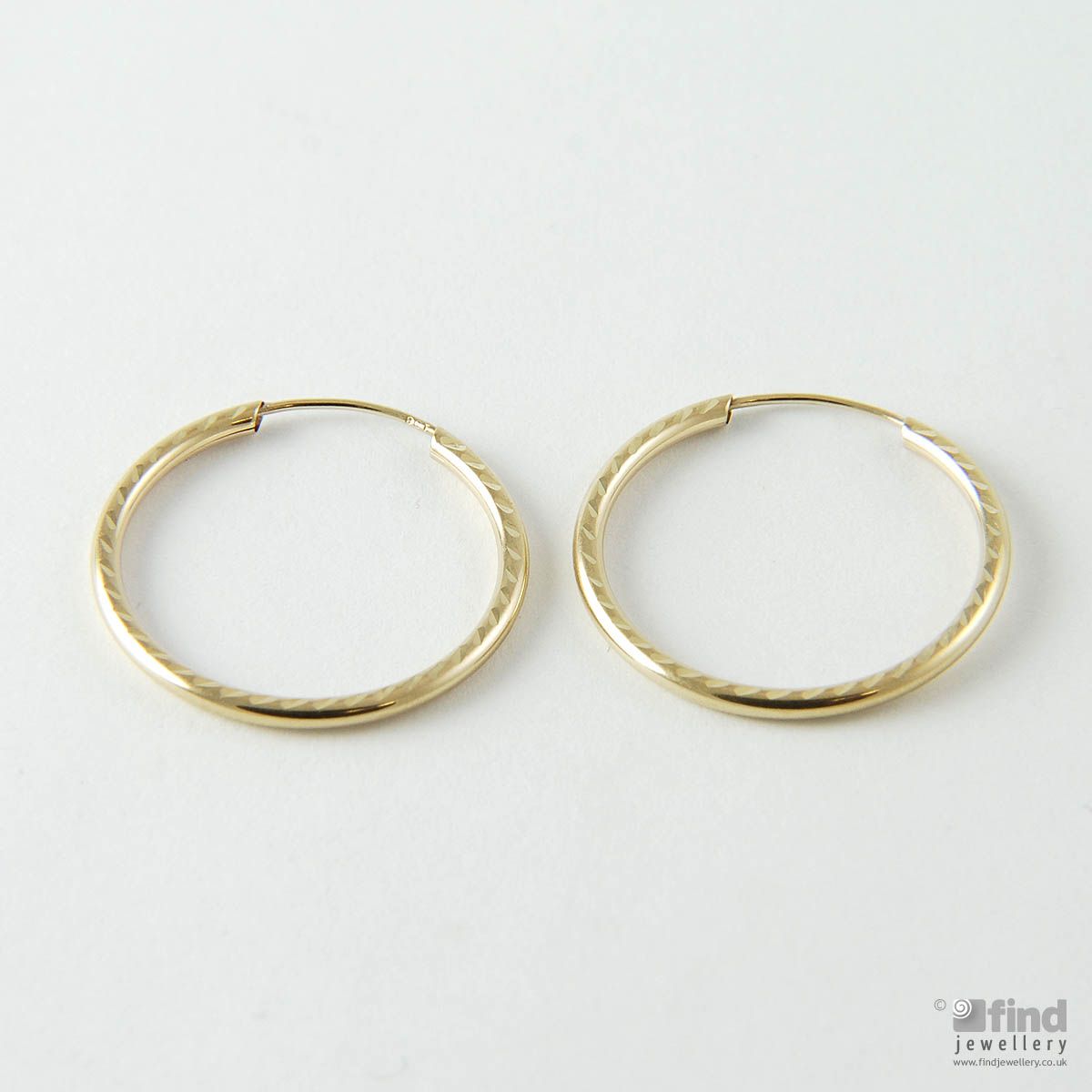 Unbranded 9ct Yellow Gold Diamond Cut Sleeper Hoops 21mm