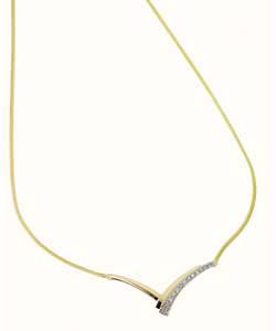 9ct Yellow Gold Diamond Fancy V Necklet
