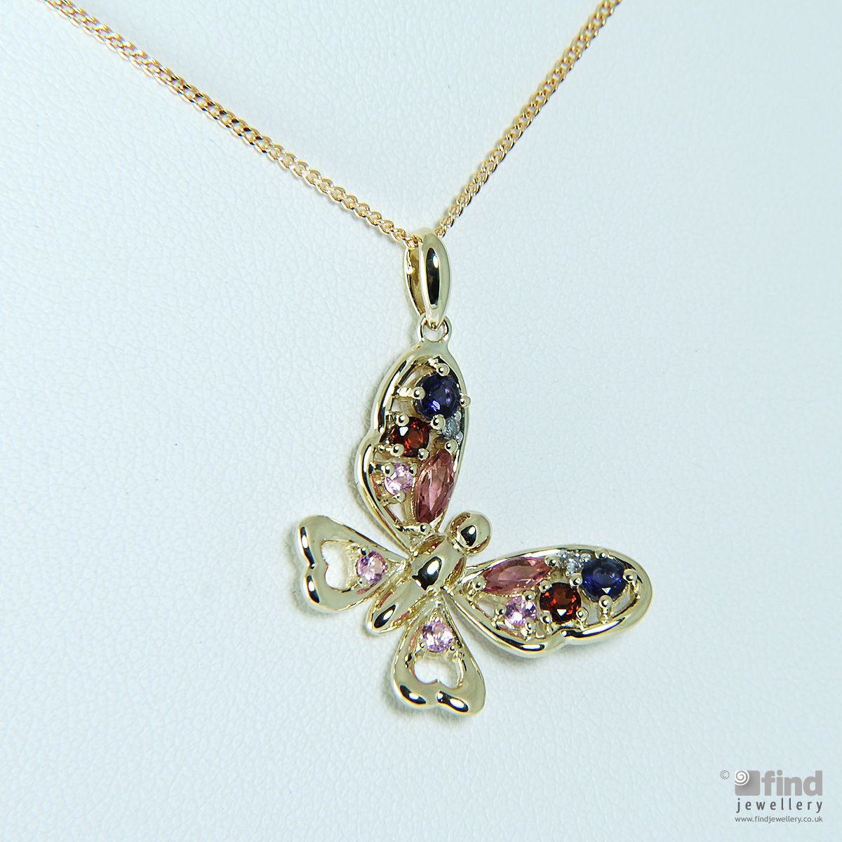 Unbranded 9ct Yellow Gold Multi Gem Butterfly Pendant