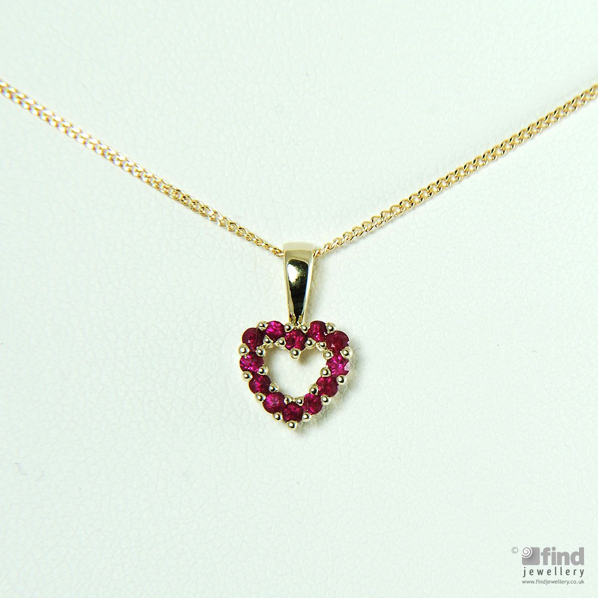 Unbranded 9ct Yellow Gold Ruby Heart Necklace