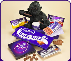 The Cadbury Dairy Milk gorilla from A Glass and a Half Productions. A fun gift hamper with a selecti